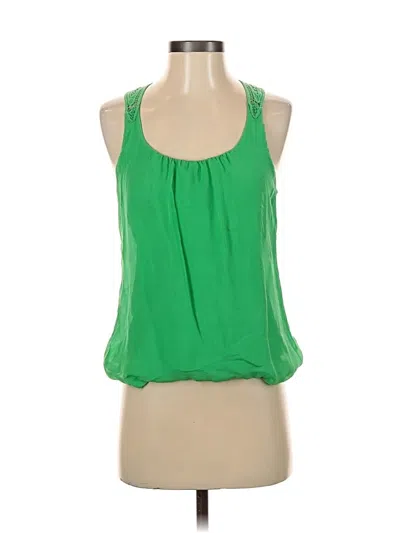 Pre-owned Express Sleeveless Silk Top Green Halter Neckline Tops