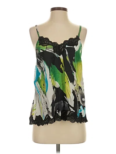 Pre-owned Express Sleeveless Silk Top Green Halter Neckline Tops