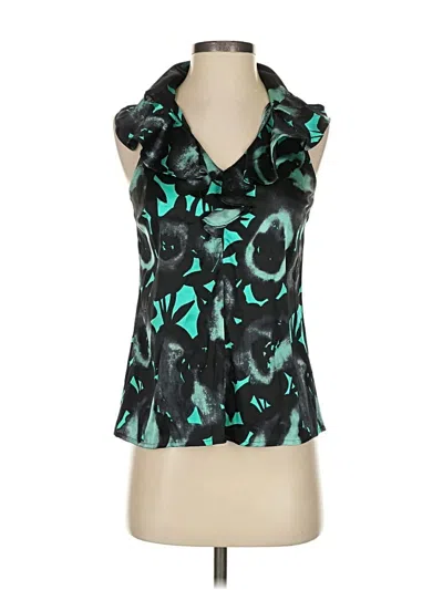 Pre-owned Express Sleeveless Silk Top Teal Cowl Neck Tops In Blue