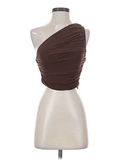 Pre-owned Express Sleeveless Top Brown One Shoulder Neckline Tops
