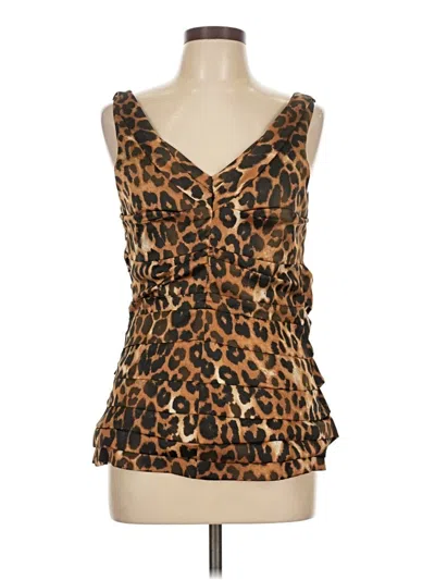 Pre-owned Express Sleeveless Top Brown Plunge Neckline Tops
