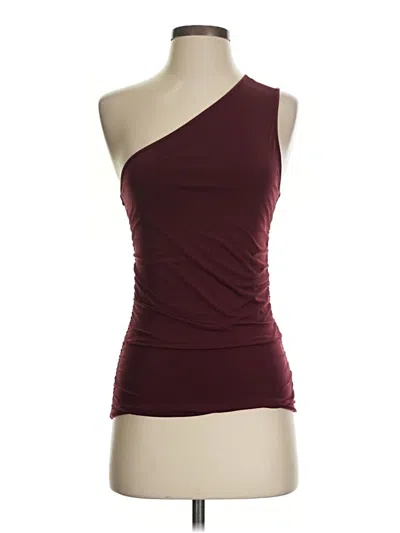Pre-owned Express Sleeveless Top Burgundy One Shoulder Neckline Tops