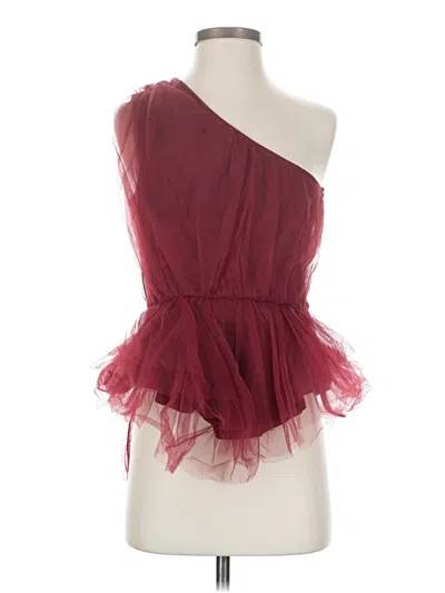 Pre-owned Express Sleeveless Top Burgundy One Shoulder Neckline Tops