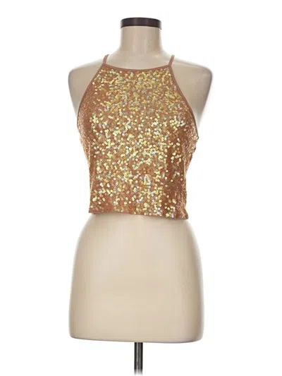 Pre-owned Express Sleeveless Top Gold Halter Neckline Tops