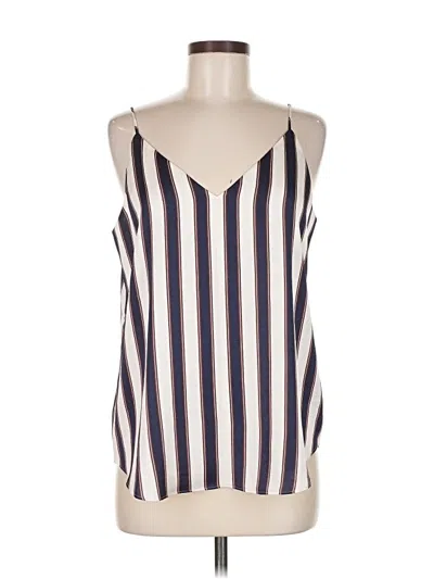 Pre-owned Express Sleeveless Top Ivory Stripes Pattern V-neck Tops In White