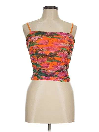 Express Sleeveless Top Orange Strapless Neckline Tops In Multi