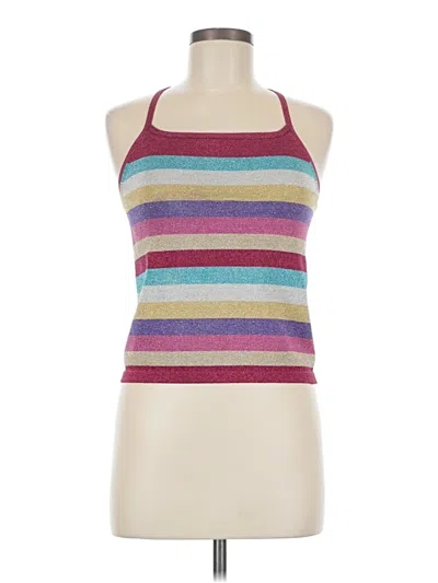 Pre-owned Express Sleeveless Top Purple Stripes Pattern Halter Neckline Tops