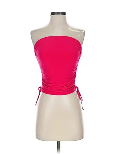 Express Sleeveless Top Red Strapless Neckline Tops