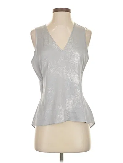 Pre-owned Express Sleeveless Top Silver Metallic Pattern V Neck Tops