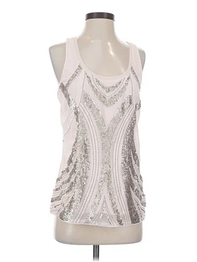 Pre-owned Express Sleeveless Top Silver Solid Pattern Scoop Neck Tops