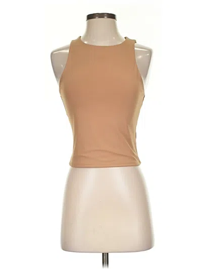Pre-owned Express Sleeveless Top Tan Halter Neckline Tops In Brown
