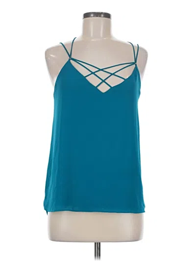 Pre-owned Express Sleeveless Top Teal Halter Neckline Tops In Blue