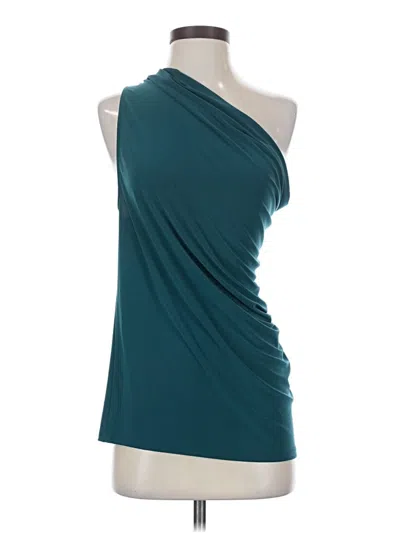 Pre-owned Express Sleeveless Top Teal One Shoulder Neckline Tops In Blue