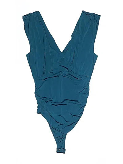 Pre-owned Express Sleeveless Top Teal Plunge Neckline Tops
