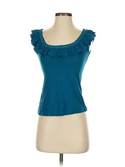 Pre-owned Express Sleeveless Top Teal Sweetheart Neckline Tops In Blue