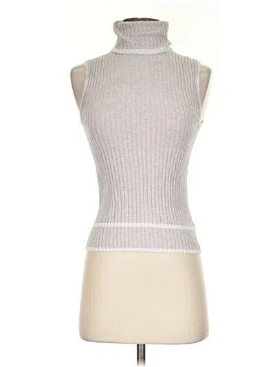 Pre-owned Express Sleeveless Turtleneck In Silver