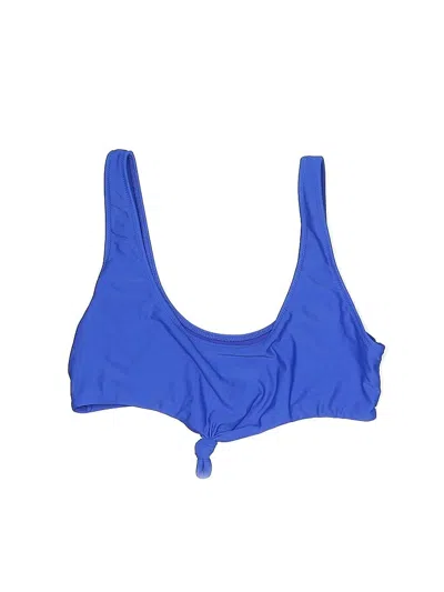 Pre-owned Express Swimsuit Top Blue Solid Pattern Swimwear