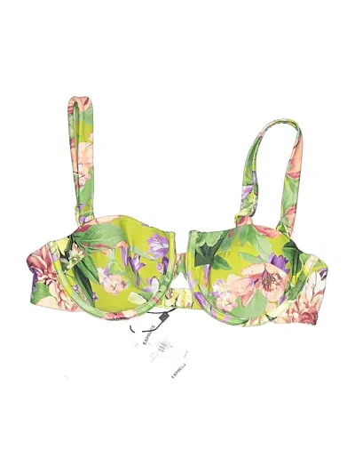 Express Swimsuit Top Green Floral Pattern Swimwear