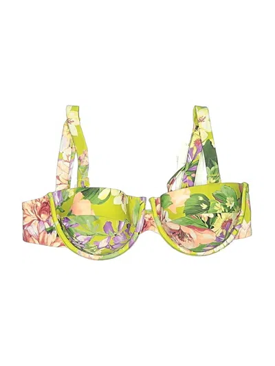Express Swimsuit Top Green Floral Pattern Swimwear