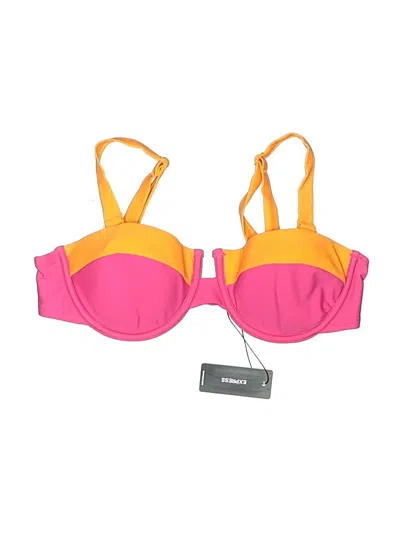 Pre-owned Express Swimsuit Top Pink Color Block Pattern Swimwear