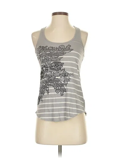 Pre-owned Express Tank Top Gray Stripes Pattern Scoop Neck Tops