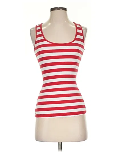 Pre-owned Express Tank Top Red Stripes Pattern Scoop Neck Tops
