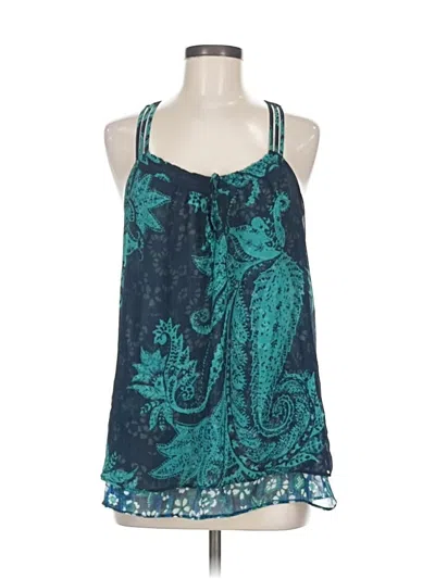 Pre-owned Express Tank Top Teal Halter Neckline Tops In Blue