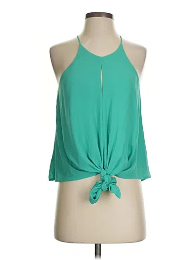 Pre-owned Express Tank Top Teal Halter Neckline Tops In Blue