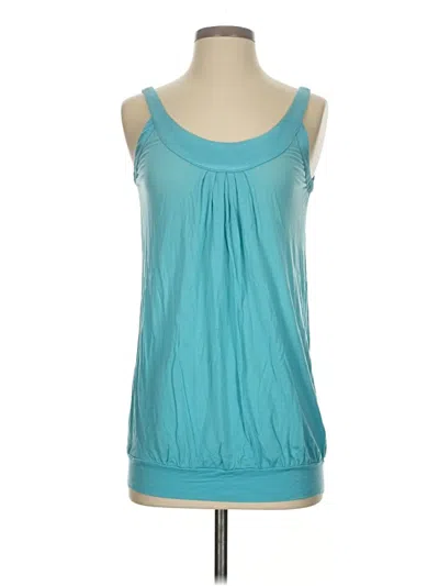 Pre-owned Express Tank Top Teal Solid Pattern Scoop Neck Tops In Blue