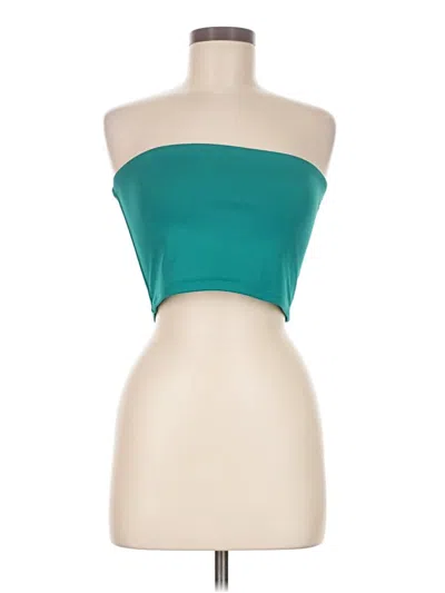 Pre-owned Express Tube Top Teal Strapless Neckline Tops In Blue