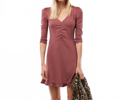 Express V-neck Ruffle Hem Fit & Flare Dress In Mauve In Pink