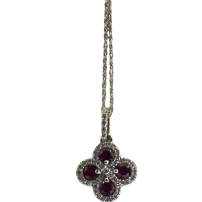 Express Women's Leaf Clover Necklace In White Gold