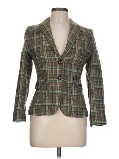 Pre-owned Express Wool Blazer Jacket In Green