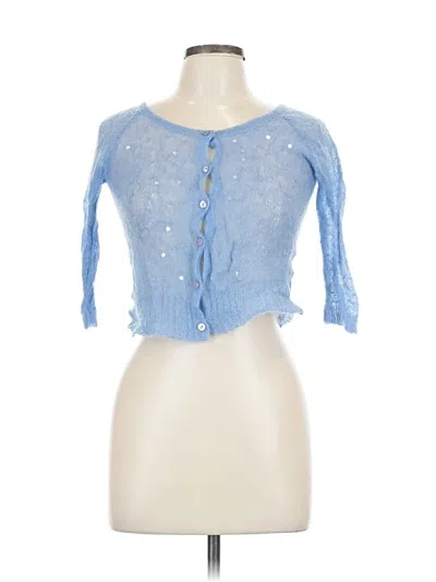 Pre-owned Express Wool Cardigan Sweater In Blue