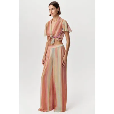 Exquise Absolon Elastic Waist Lined Pants In Multi