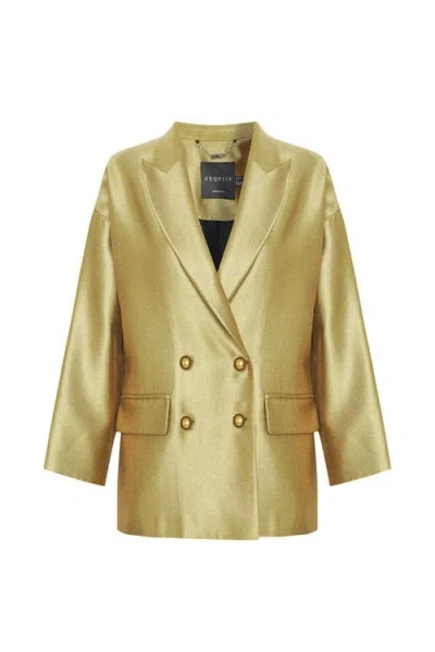 Exquise Adale Wrap Front Blazer In Gold