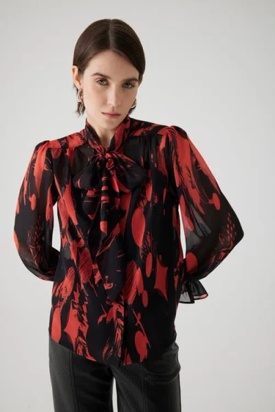 Exquise Agatha Sheer Chiffon Shirt In Black