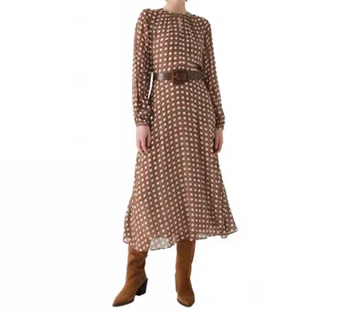 Exquise Alaina Dress In Umber Brown Dot Silk
