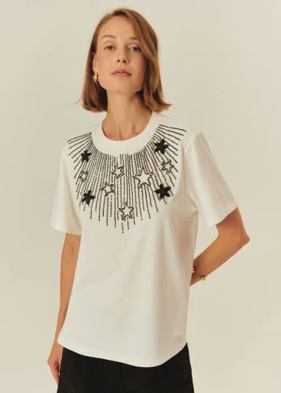 Exquise Alanna Embroidered Tshirt In Neutral