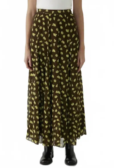 Exquise Aleah Maxi Skirt In Neon Yellow Floral In Green