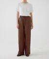 Exquise Althea Pleather Wide Leg Pants In Brown In Brown