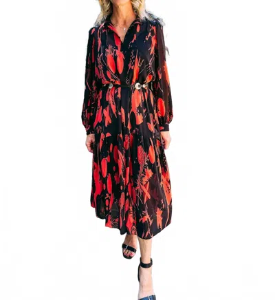 Exquise Allyn Long Sleeve Dress In Crimson In Pink