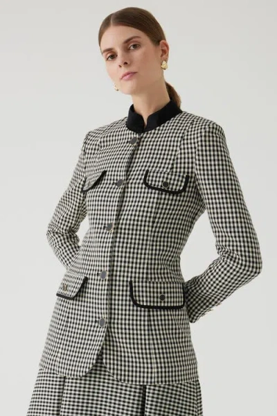Exquise Allyssa Gingham Jacket In Black