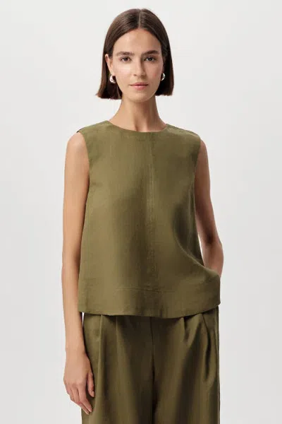 Exquise Almira Crew Neck Linen Blouse In Gray