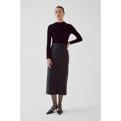 Exquise Alok Leather Skirt In Black