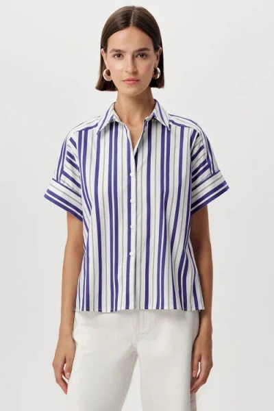 Exquise Alsatia Dropped Short Sleeve Striped Shirt In Multi