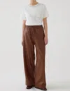 Exquise Althea Pleather Wide Leg Pants In Brown In Brown