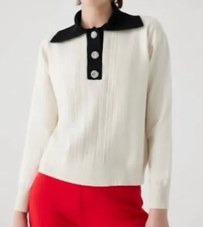 Exquise Amberly Placket Sweater In Cream In White
