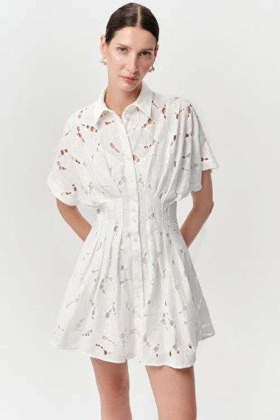 Exquise Angevin Slim Short Sleeve Mini Dress In White