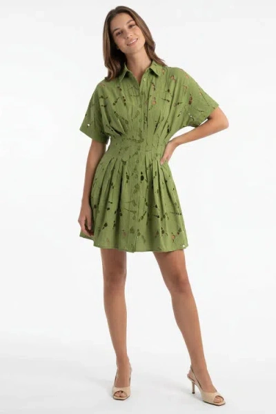 Exquise Angevin Slim Short Sleeve Mini Dress In Green